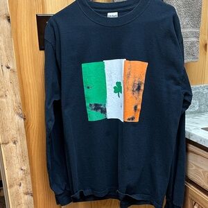 Men’s Gildan Black Long Sleeve with Irish Flag Print size L